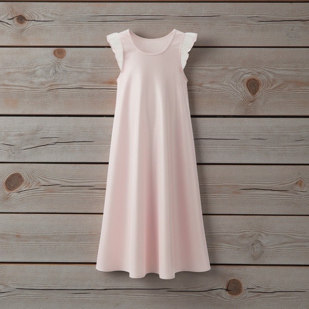 Laura Dare Girls Pink Nylon Nightgown Ruffle Cap Sleeve Size‎ 5 Made in USA
